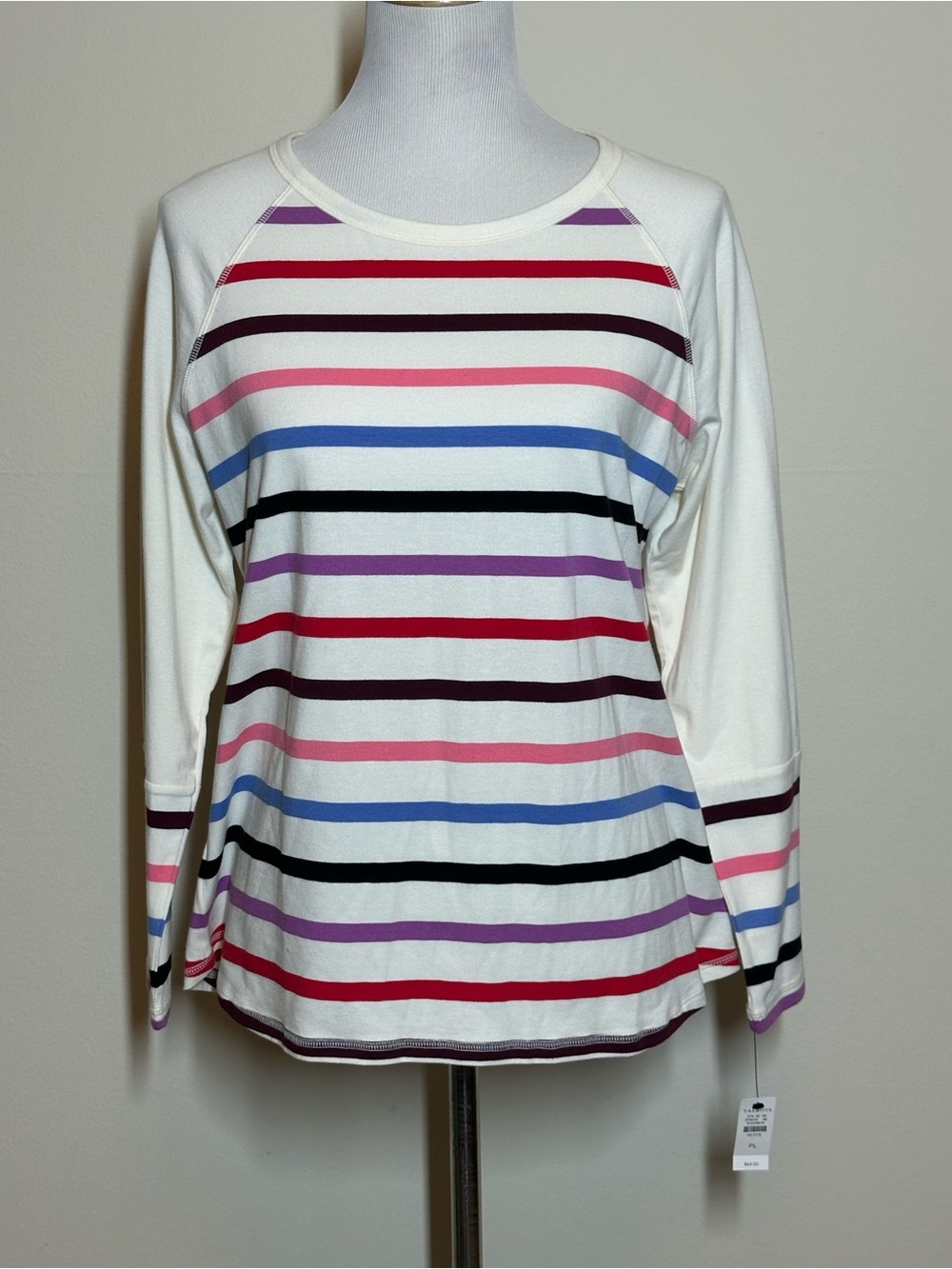 Talbots Multi-Colored Striped Knit Long Sleeve Top NWT Sz Petite Large